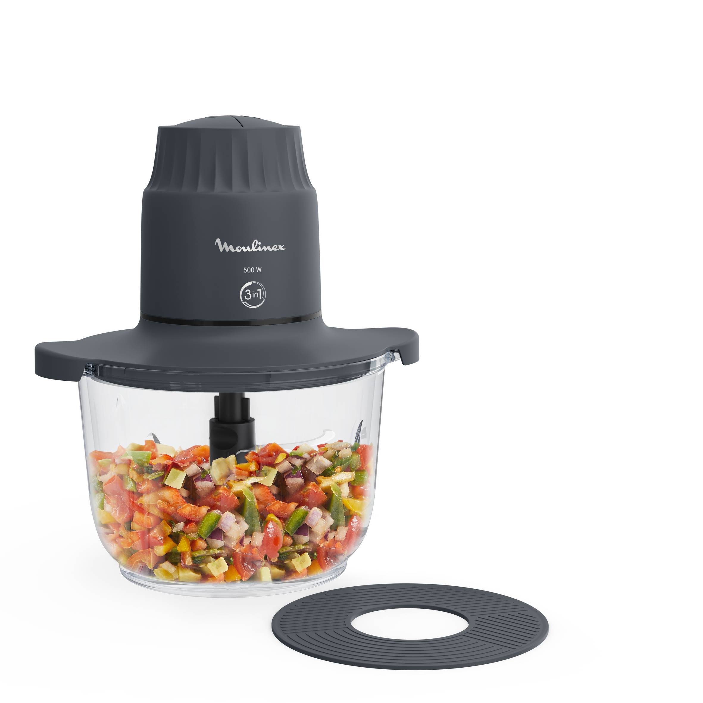 Choppeo, Tritatutto con Recipiente in Vetro, Capacità di 1 L, Vetro Borosilicato