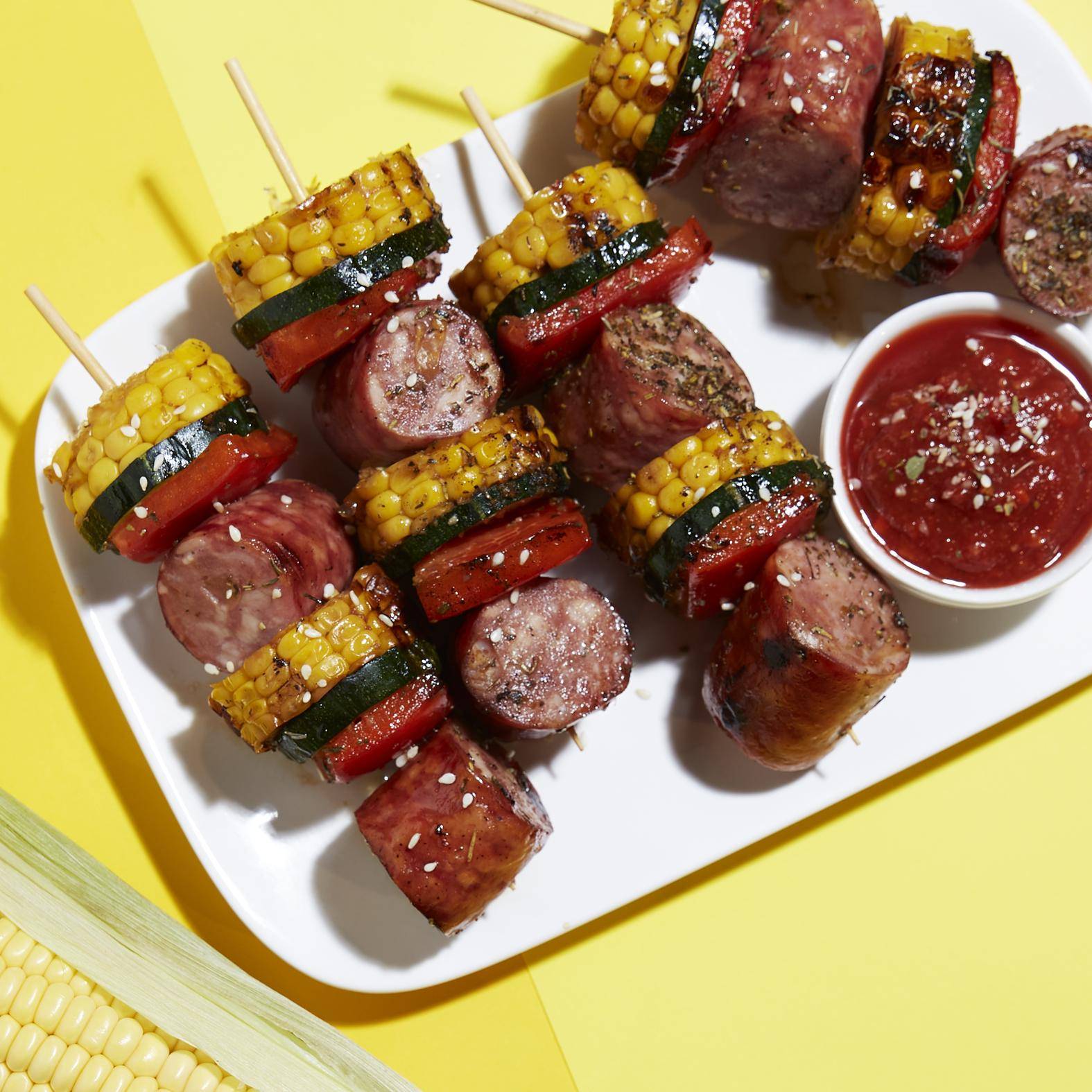 Spiedini di salsiccia e verdure - Ricette OptiGrill 2in1 | Moulinex