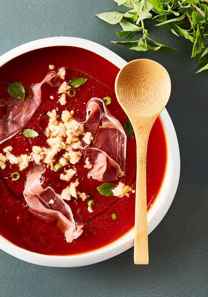 Zuppa di pomodoro con uova e prosciutto affumicato - Ricette Perfectmix + | Moulinex