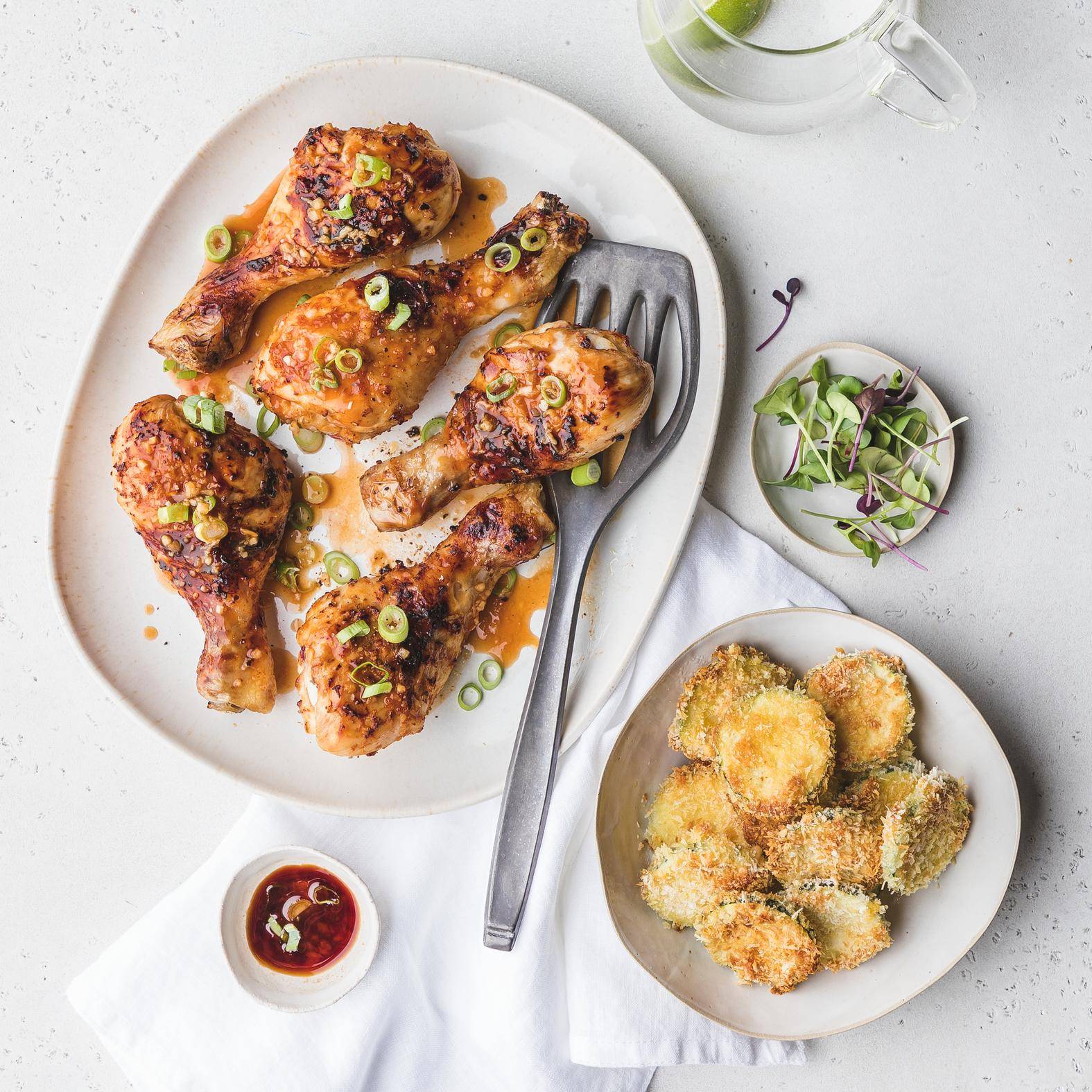 Cosce di pollo all'aglio e zucchine impanate al parmigiano - Ricette Dual EasyFry&Grill | Moulinex