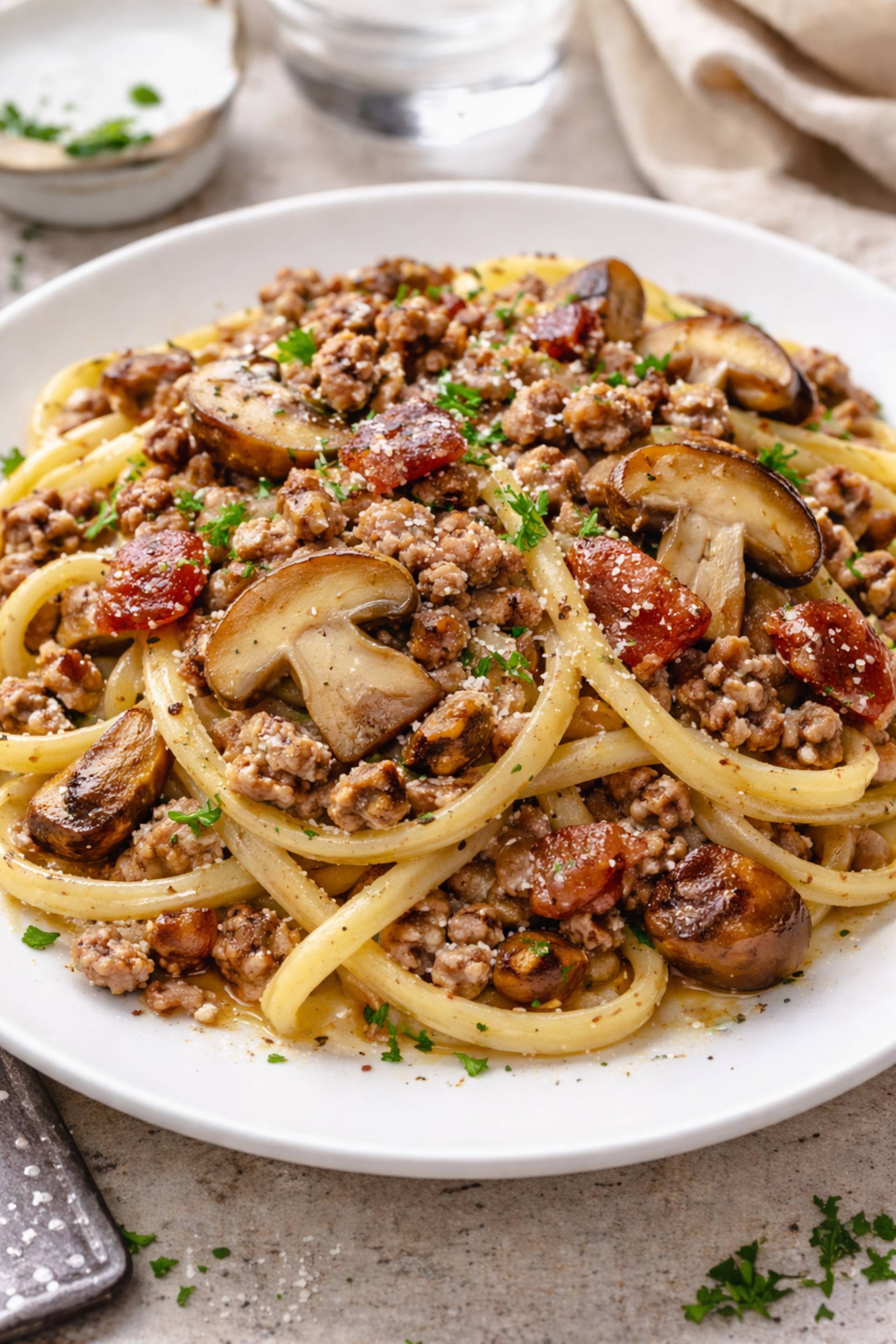 Scialatielli con macinato di suino, guanciale e porcini - Ricette Companion | Moulinex