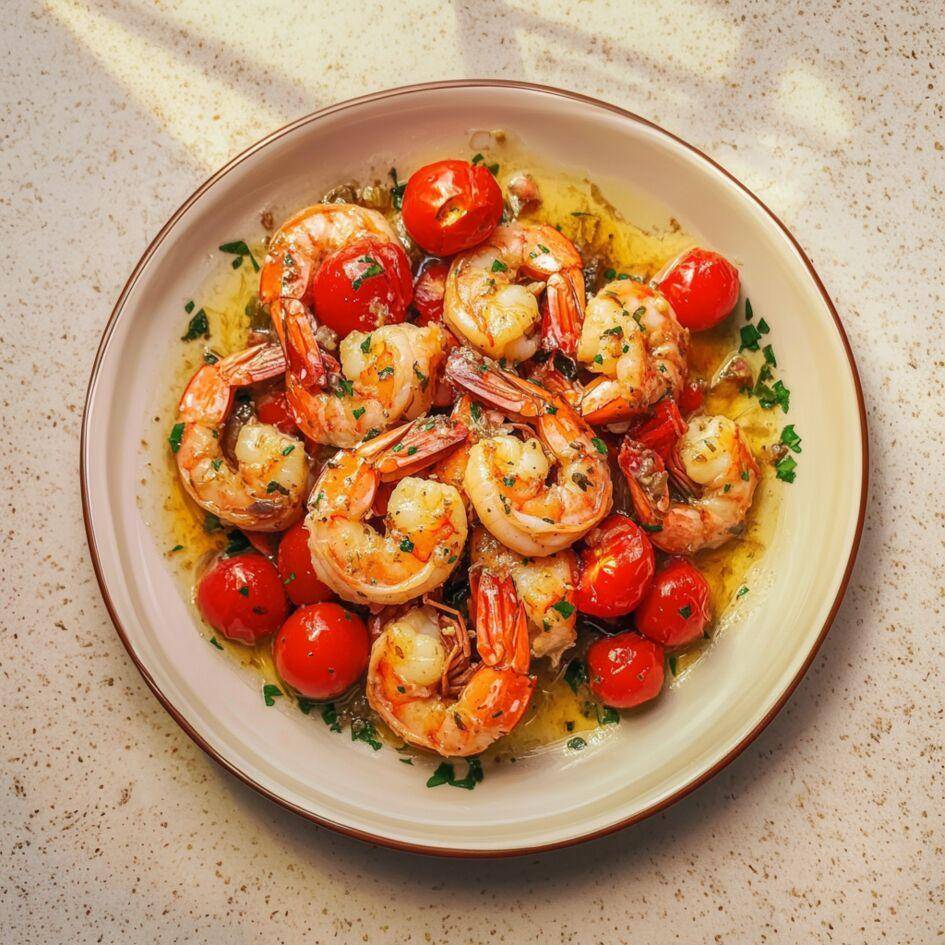 Gamberetti saltati con aglio e pomodori ciliegino - Ricette Cookeo Infinity Autostir | Moulinex