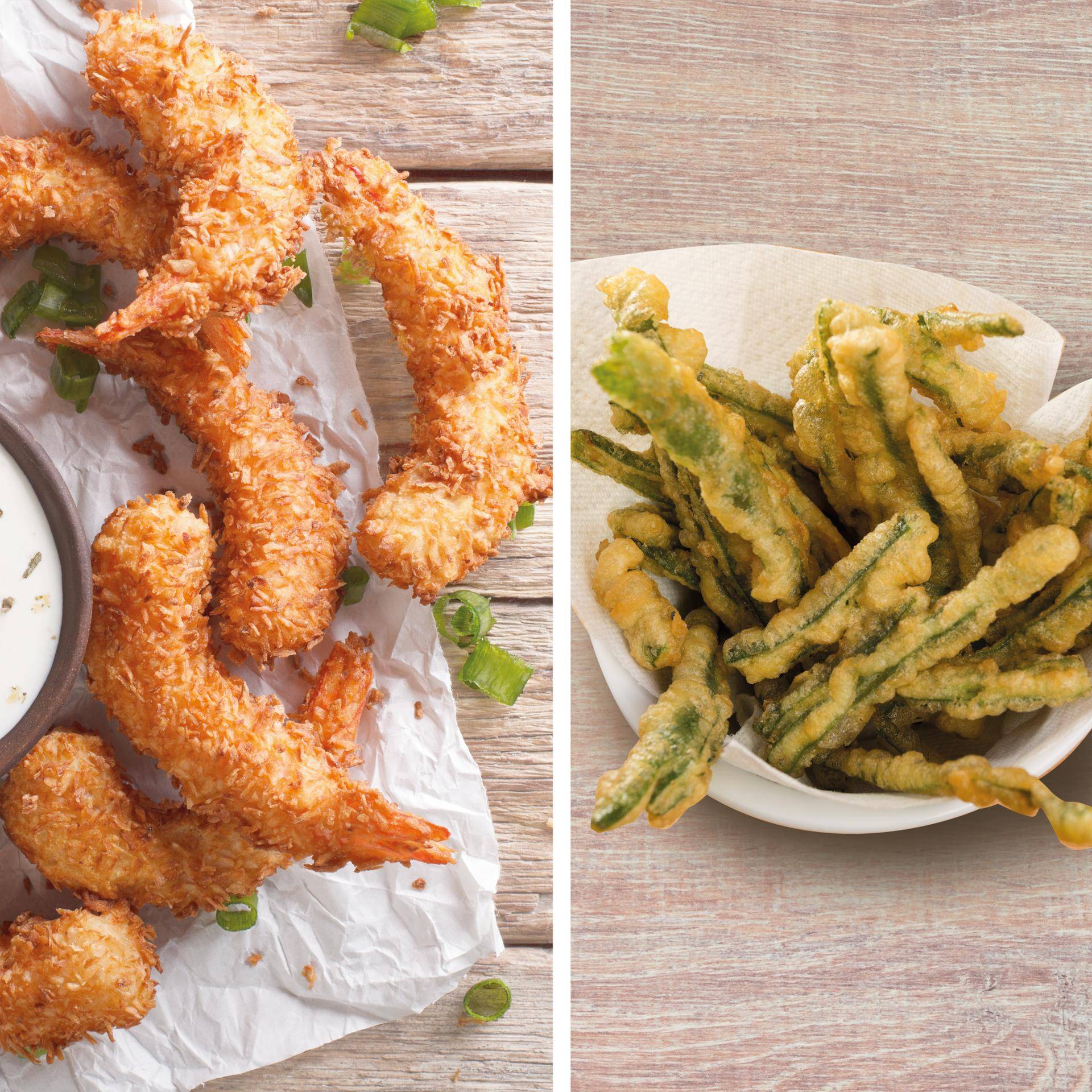 Tempura di gamberi e fagiolini alla birra - Ricette Dual EasyFry&Grill | Moulinex