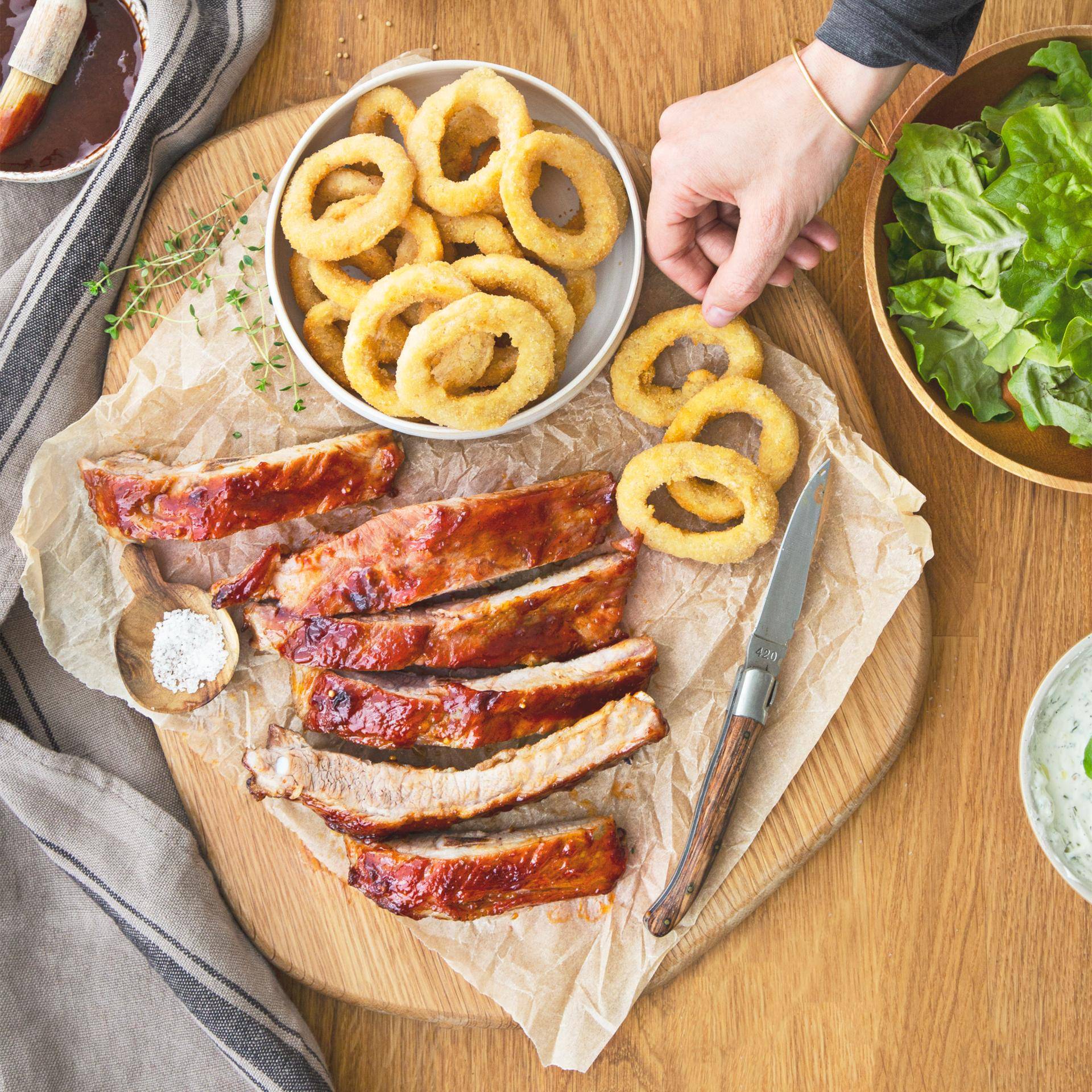 Costolette e anelli di cipolla - Ricette Dual EasyFry&Grill | Moulinex