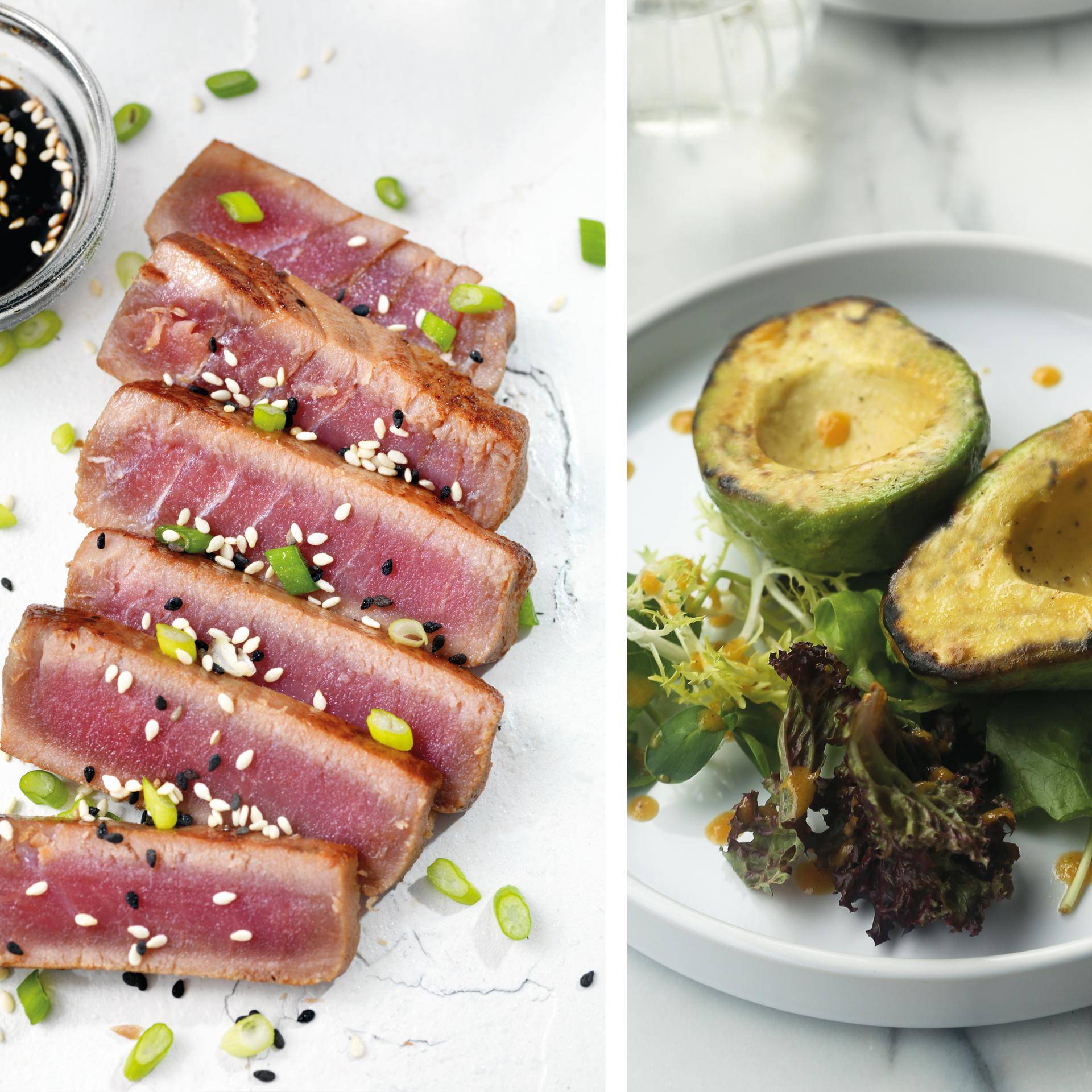 Tonno alla griglia con semi di sesamo e avocado arrostito - Ricette Dual EasyFry&Grill | Moulinex
