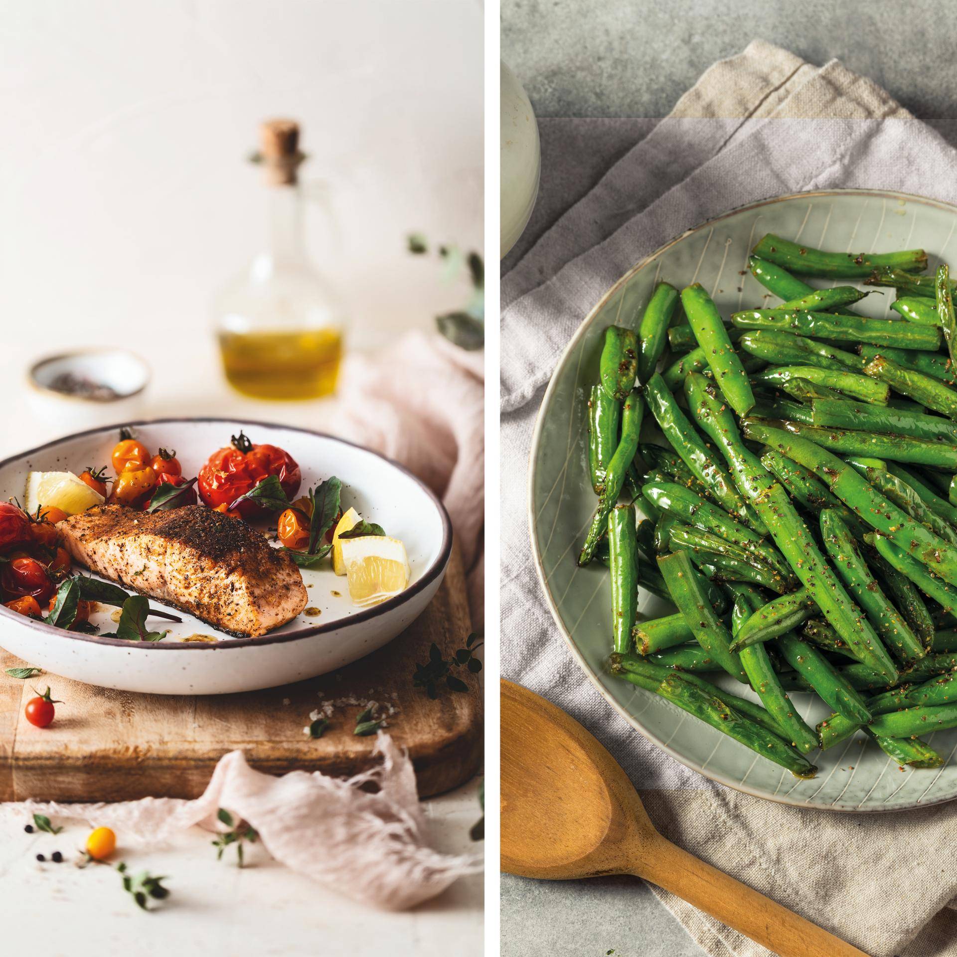 Salmone cajun e fagiolini all’aglio - Ricette Dual EasyFry&Grill | Moulinex
