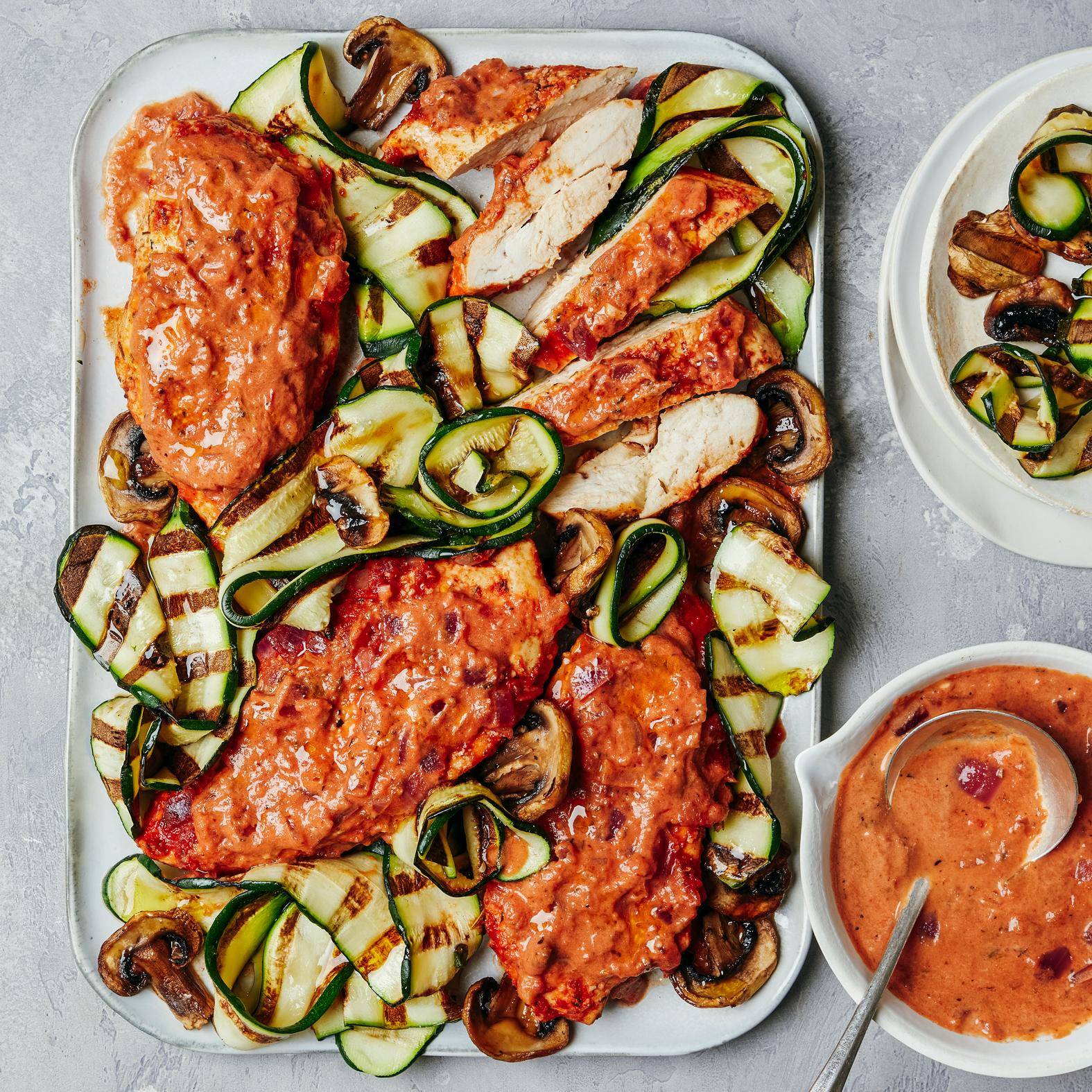 Chicken with creamy tomato sauce and grilled vegetables - Ricette OptiGrill 2in1 XL | Moulinex