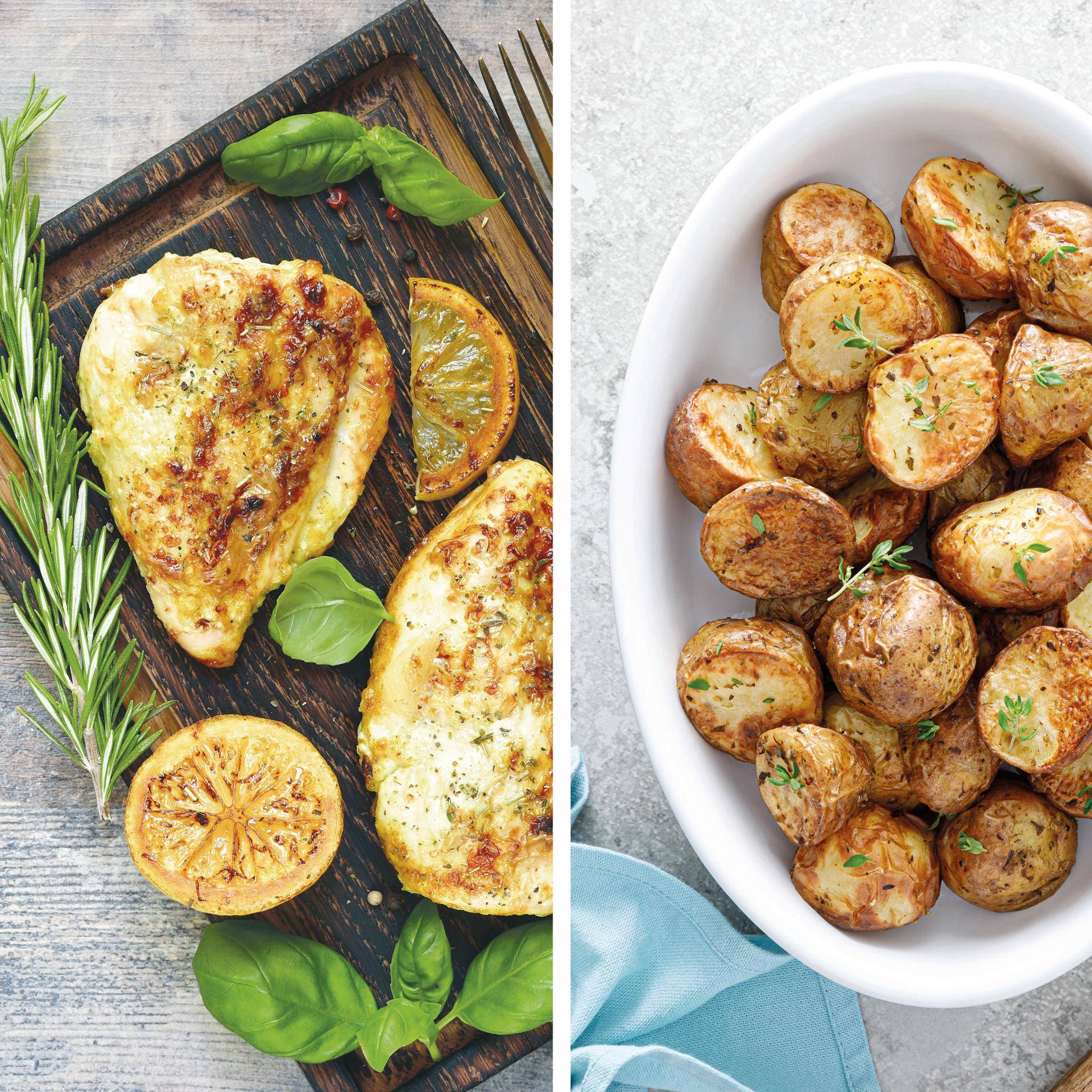 Pollo grigliato alla greca con patate al limone - Ricette Easy Fry XL Surface | Moulinex