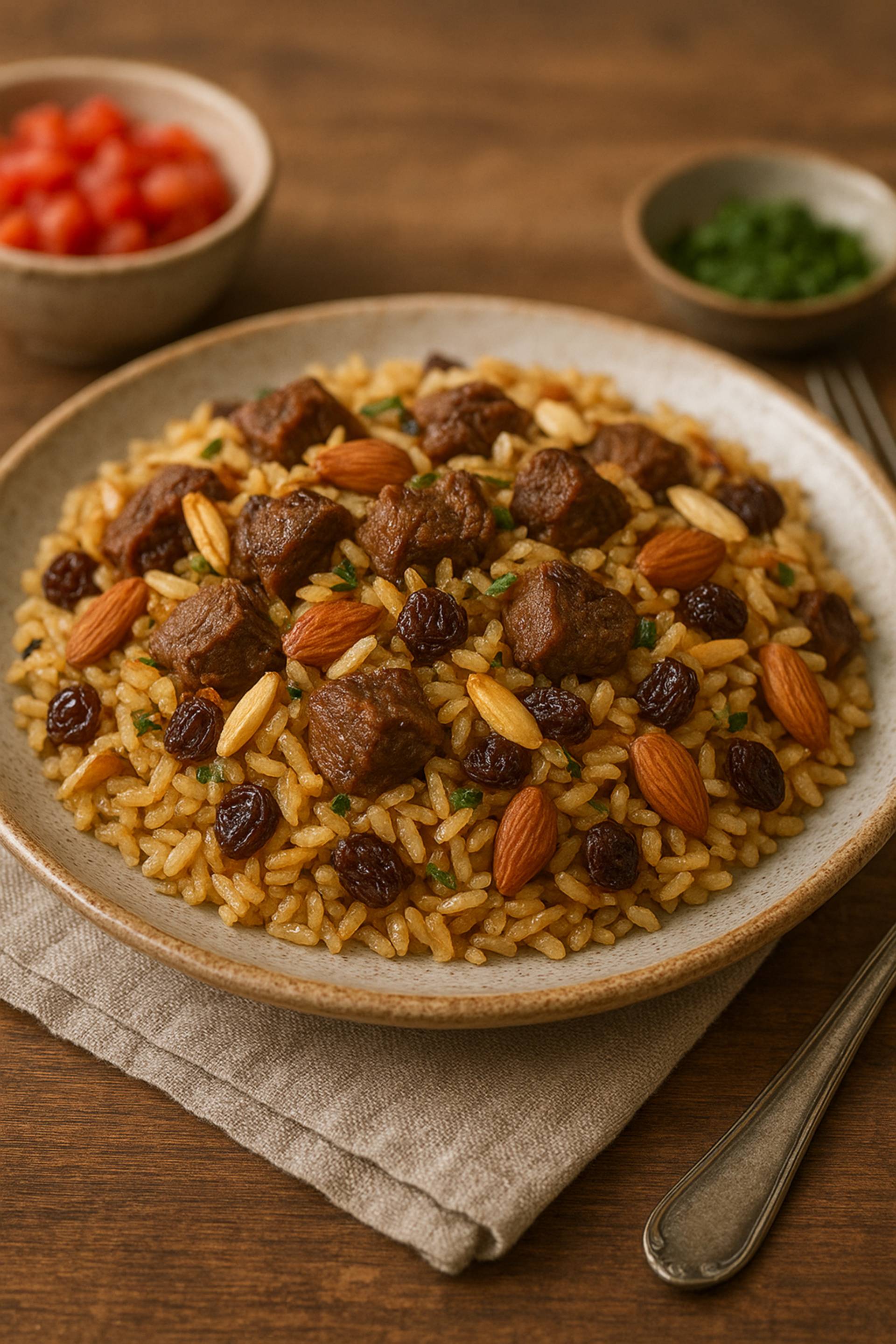 Riso turco con carne, mandorle e uvetta - Ricette Cookeo V3 | Moulinex