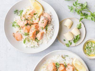 Bocconcini di salmone con burro all’aglio - Ricette Easy Fry Max | Moulinex