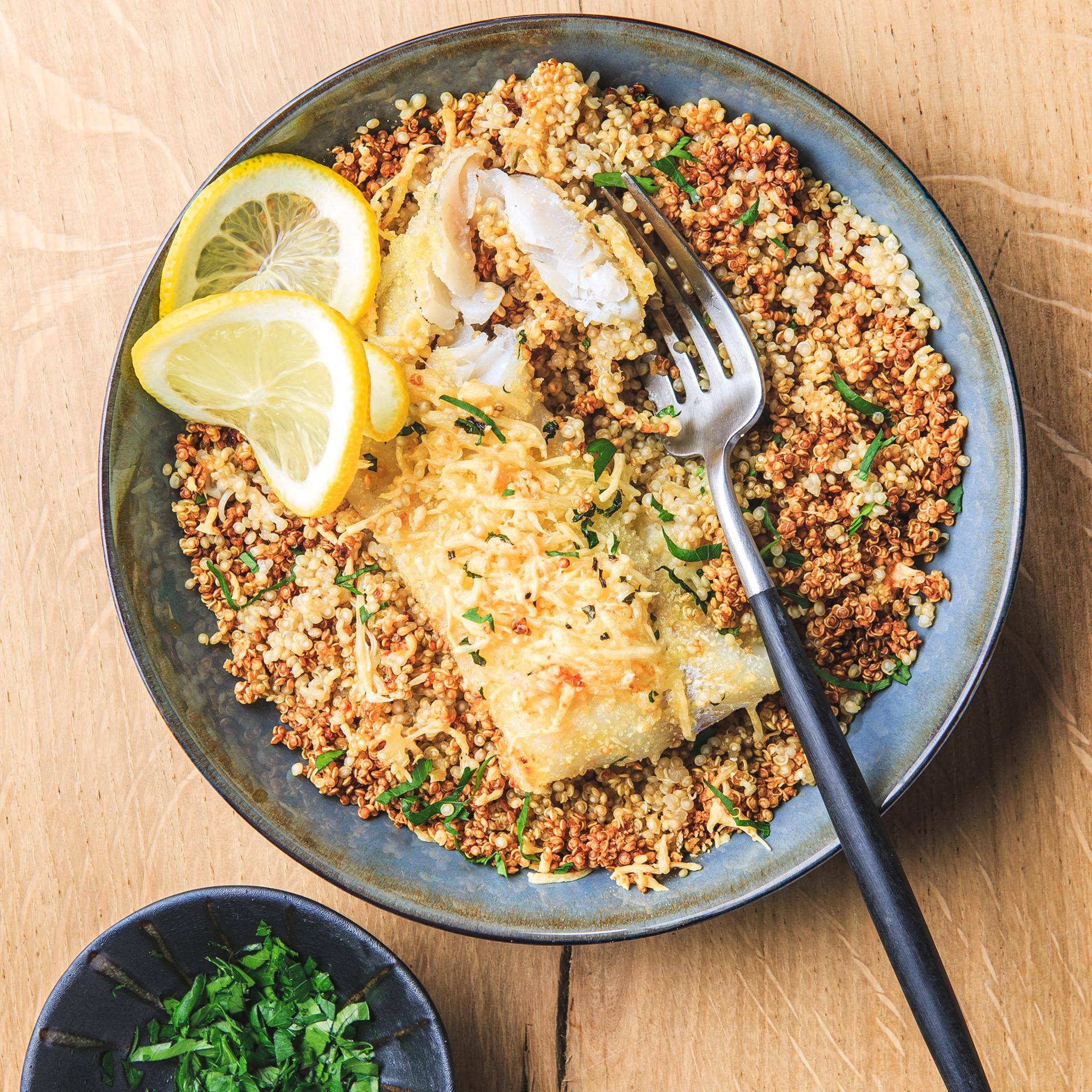 Merluzzo impanato con quinoa - Ricette Cookeo | Moulinex