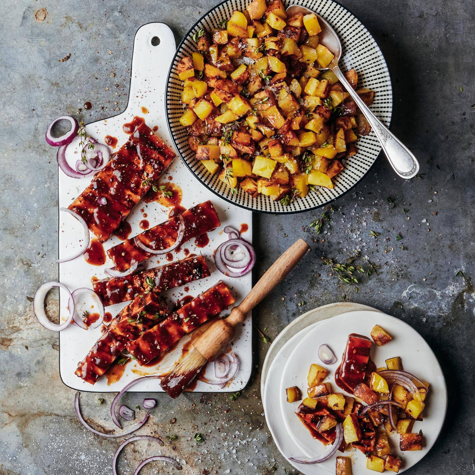 Tofu ribs with thyme and fried potatoes - Ricette OptiGrill 2in1 XL | Moulinex