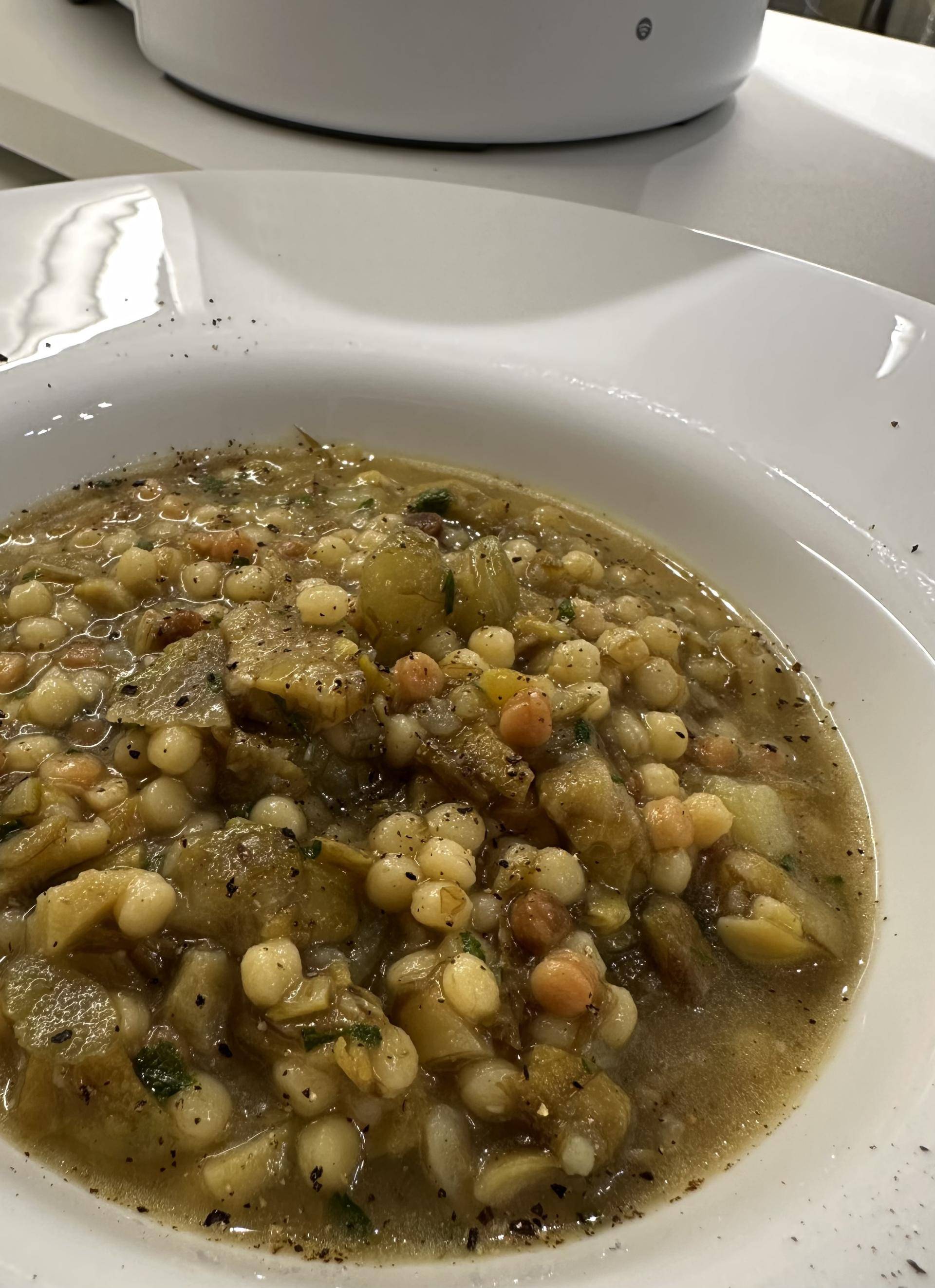 Minestra di carciofi e patate con fregola sarda - Ricette Companion Connect XL | Moulinex