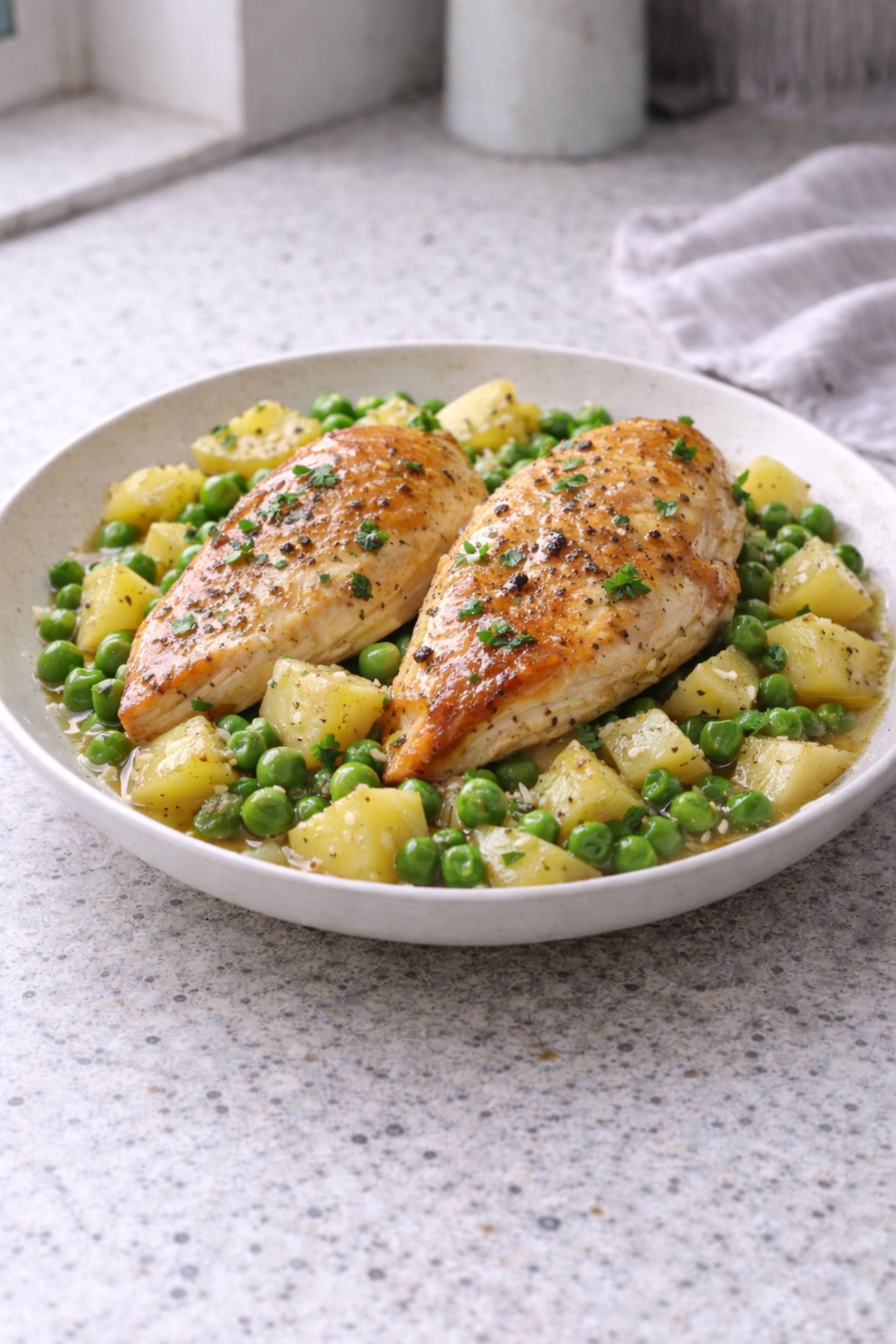 PETTO DI POLLO AL VAROMA CON PATATE E PISELLI - Ricette Companion Connect XL | Moulinex