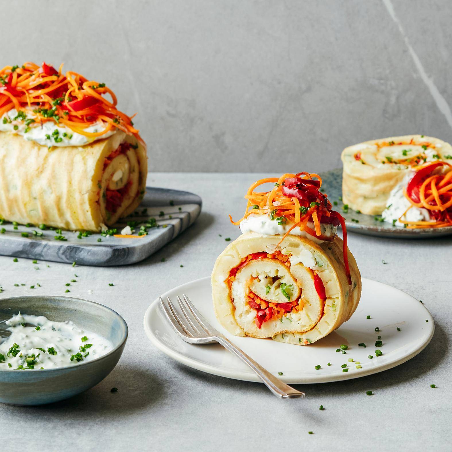 Pancakes Pfannkuchen con verdure e feta - Ricette OptiGrill 4in1 | Moulinex