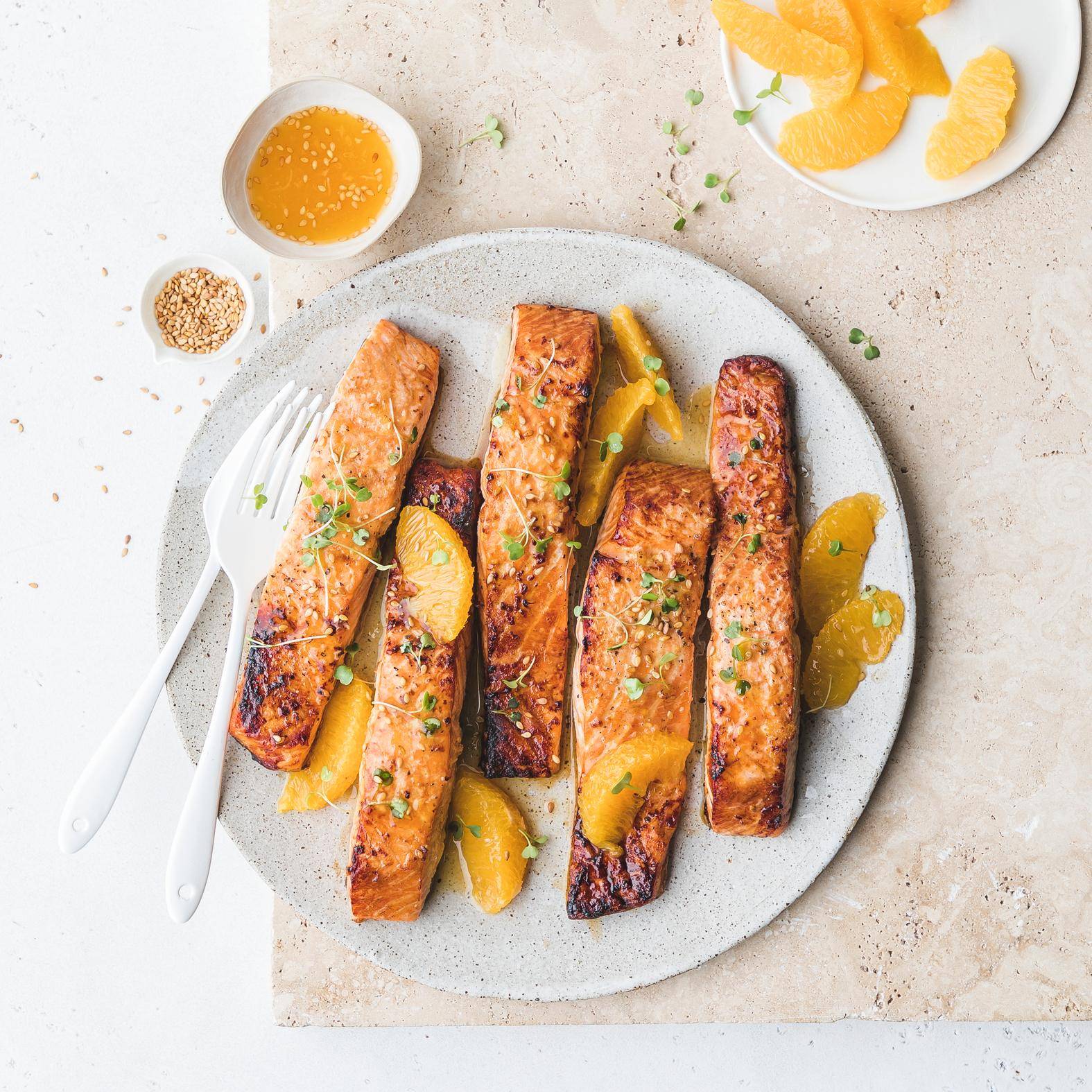 Salmone caramellato all'arancia - Ricette Dual EasyFry&Grill | Moulinex