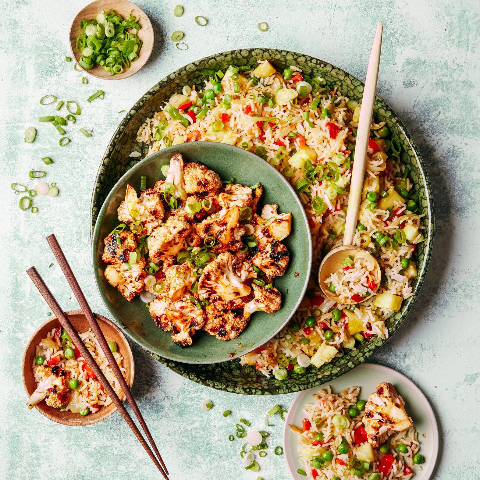 BBQ cauliflower bites and sautéed rice with pineapple - Ricette OptiGrill 2in1 | Moulinex