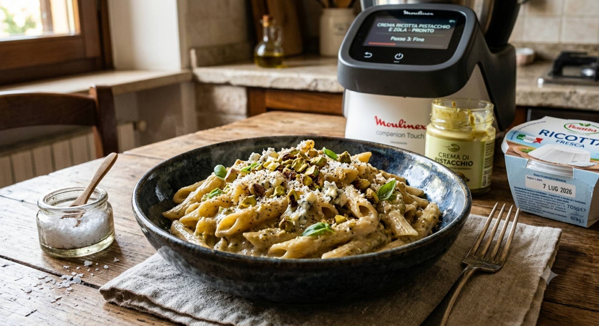Sugo ricotta e pistacchio - Ricette Companion Connect | Moulinex