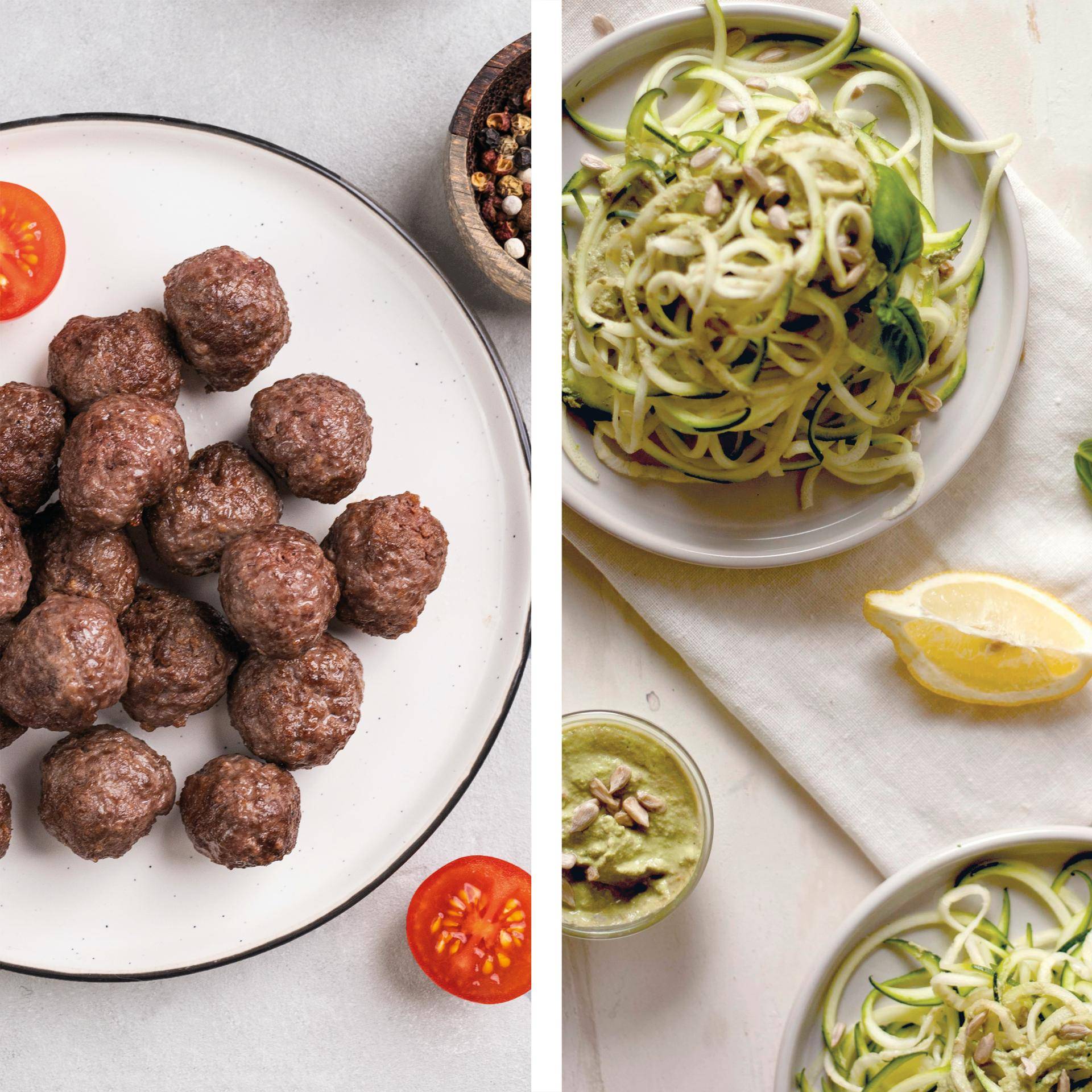 Polpette di carne con spaghetti di zucchine - Ricette Dual EasyFry&Grill | Moulinex