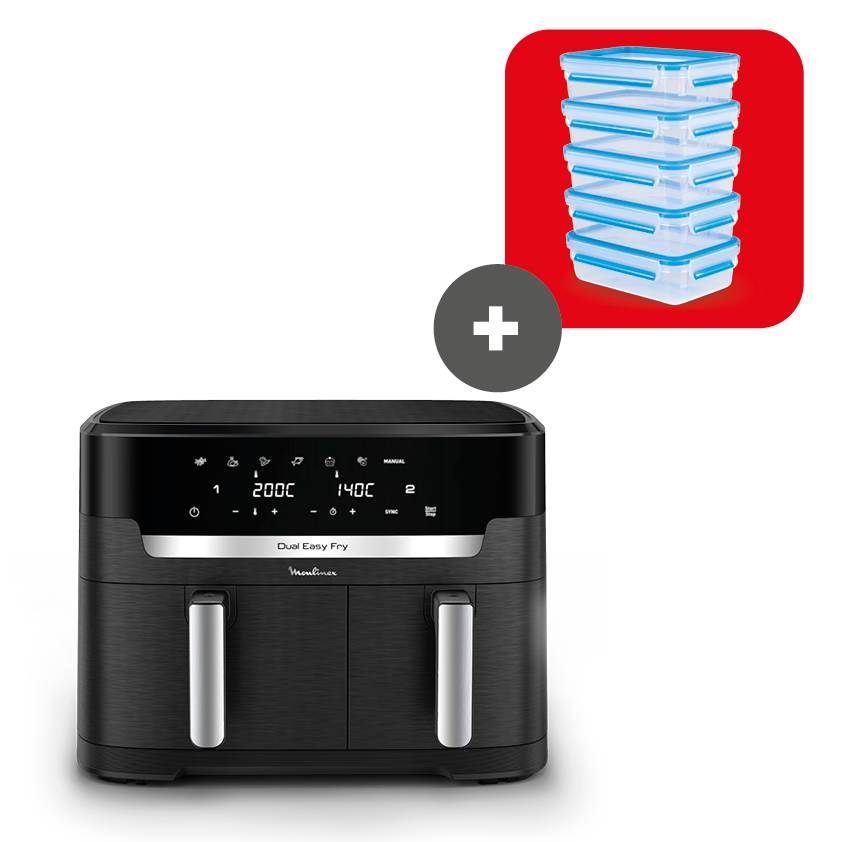 Pack Esclusivo Online - Dual Easy Fry XXL 11L + Set 5 Contenitori per Alimenti